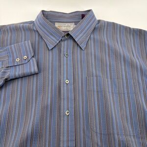 Alexander Julian Private Reserve Blue Striped Italian Cotton Shirt Mens 4XB